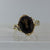 Smoky Quartz & Diamond Twist Shoulder Ring 9ct 9K Yellow Gold - Size J