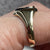 Black Enamel Stripe Signet Ring 9ct 9k Yellow Gold  - Size T