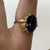 Retro Amethyst Brutalist Style Cocktail Ring 9ct 9k Yellow Gold - Size N