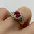 Ruby Lab Grown & Diamond Heart Cluster Ring 9ct 9k Yellow Gold - Size L