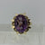 Ornate Created Alexandrite Cocktail Ring 9ct 9K Yellow Gold - Size K