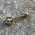 CZ Naval Belly Bar Curved Barbell Piercing 14ct 14k Yellow Gold