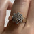 Diamond Cluster Thick Shoulder Daisy Flower Ring 9ct 9k Yellow Gold - Size L