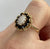 Opal & Sapphire Halo Cluster Scallop Rope Edge Ring 9ct 9k Yellow Gold  - Size N