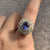 Iolite & CZ Ornate Cluster Ring 9ct 9k Yellow Gold - Size T