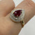 Ruby & Diamond Pear Tiered Halo Cluster Ring 9ct 9k Yellow Gold - Size P 1/2