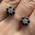 Sapphire & Diamond Daisy Flower Cluster Stud Earrings 9ct 9k Yellow Gold