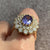 Iolite & CZ Ornate Cluster Ring 9ct 9k Yellow Gold - Size T