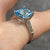 Blue Topaz Cabochon Top & Diamond Accent Ring 9ct 9k White Gold - Size N