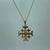 Jerusalem Cross Textured Pendant 14ct 14k Yellow Gold