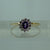 Amethyst & CZ Floral Cluster Thin Shank Ring 9ct 9k Yellow Gold - Size Q