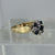 Diamond & Sapphire Daisy Flower Cluster Ring 9ct 9k Yellow Gold  - Size K