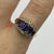 Iolite & Diamond Baguette Cluster Ring 9ct 9k Yellow Gold - Size P