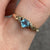 Blue Topaz & Diamond Heart Cut Twist Ring 9ct 9k Yellow Gold - Size M