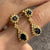 Sapphire & Diamond Cluster Drop Stud Earrings 18ct 18k Yellow Gold