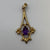 Amethyst Fancy  Drop Pendant 9ct 9k Yellow Gold