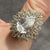 Ornate CZ Pear Halo Cluster Ring 9ct 9k Yellow Gold - Size U