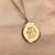 Cupid Coin Pendant Curb Chain Necklace 9ct 9k Yellow Gold 18"