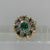 Green Gemstone & White Topaz Ornate Ring 9ct 9K Yellow Gold - Size J