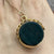 Onyx & Bloodstone Antique Round Swivel Fob Pendant 9ct 9k Yellow Gold