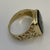 Onyx & Diamond Textured Shoulder Signet Ring 9ct 9k Yellow Gold - Size W