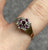 Ruby & Diamond Daisy Flower Cluster Ring 9ct 9k Yellow Gold  - Size N