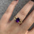 Amethyst Split Shank Solitaire Ring 9ct 9k Yellow Gold - Size N