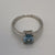 Blue Topaz Solitaire Ring 9ct 9k White Gold - Size P 1/2