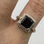 Garnet & Diamond Square Halo Accent Ring 9ct 9k Yellow Gold - Size P