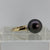 Tahitian Aubergine Pearl & Baguette Diamond Ring 10ct Yellow Gold - Size N 1/2