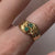 Emerald & Diamond Wave Accent Ring 18ct 18k Yellow Gold  - Size P