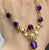 Amethyst & Pearl Filigree Chain Necklace 9ct 9k Yellow Gold - 16" Inch