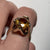 Retro Orange Zircon Chunky Statement Ring 9ct 9k Yellow Gold  - Size N