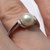 Retro Pearl Split Shoulder Tension Set Ring 9ct 9k White Gold  - Size O