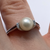 Retro Pearl Split Shoulder Tension Set Ring 9ct 9k White Gold  - Size O