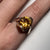 Retro Orange Zircon Chunky Statement Ring 9ct 9k Yellow Gold  - Size N