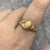 Old Cut Diamond .30ct & Coral Antique Ring 18ct Yellow Gold - Size S