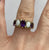 Victorian Ornate Opal & Amethyst Filigree Ring 9ct 9k Yellow Gold  - Size L