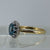 Antique Blue Zircon & Diamond Platinum Set Ring 18ct 18k Yellow Gold - Size O