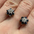 Sapphire & Diamond Daisy Flower Cluster Stud Earrings 9ct 9k Yellow Gold