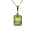 Banded Multi Colour Fluorite Emerald Cut Pendant 9ct 9k Yellow Gold