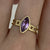 Marquise Amethyst Bezel Set Ring 9ct Yellow Gold - Size N