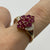 Ruby & Diamond Cluster Ring 9ct 9k Yellow Gold - Size P