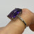 Purple Pink Synthetic Sapphire & Diamond Ornate Ring 9ct 9k White Gold - Size M