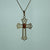 Garnet Filigree Cross Crucifix Pendant 9ct 9k Yellow Gold