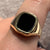 Onyx Square Signet Ring 9ct 9k Yellow Gold  - Size T 1/2