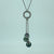 Diamond Circle Dark Grey Pearl Drop Wheat Chain Necklace 18ct 18k White Gold 18"