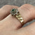 Emerald & Diamond Daisy Flower Embossed Ring 9ct 9k Yellow Gold - Size L 1/2