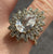 Ornate CZ Pear Halo Cluster Ring 9ct 9k Yellow Gold - Size U