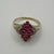 Ruby & Diamond Cluster Ring 9ct 9k Yellow Gold - Size P